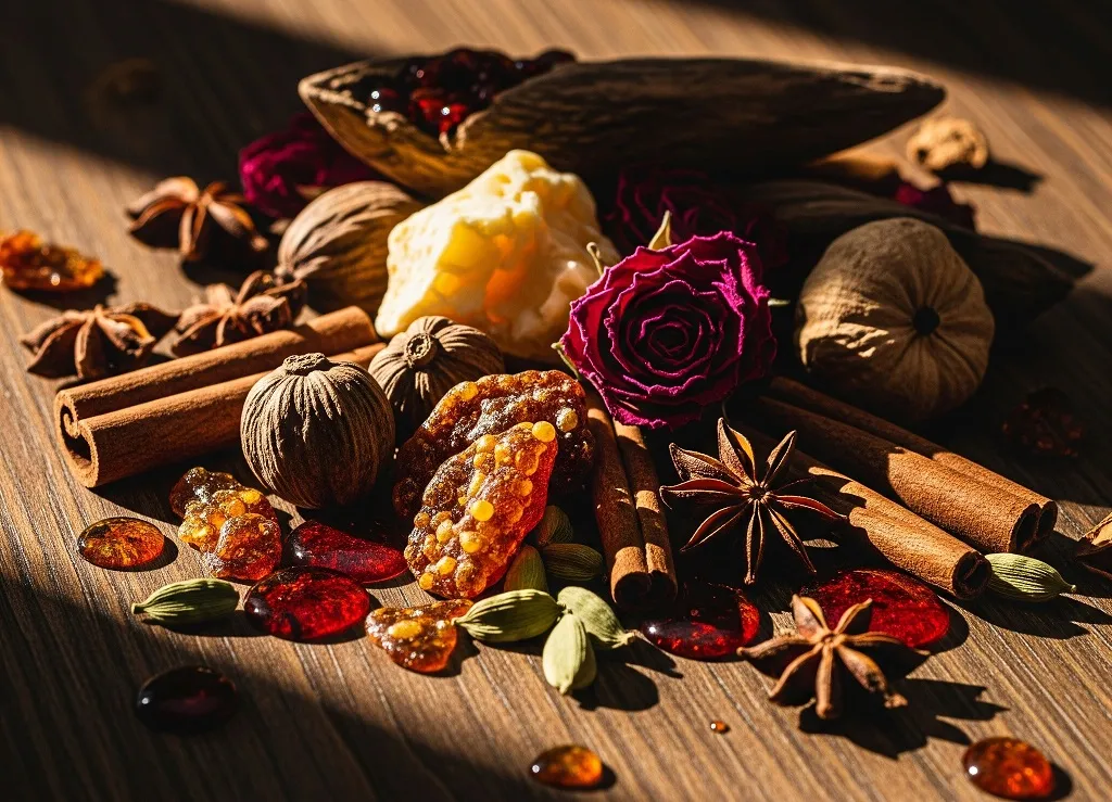 Composição com elementos presentes em fragrâncias árabes