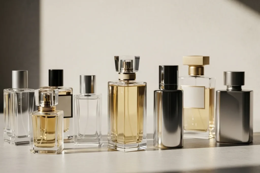 Frascos de perfumes de luxo em 2025 com design minimalista