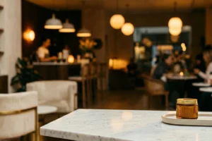 Ambiente comercial sofisticado, representando um ambiente que busca um cheiro marcante