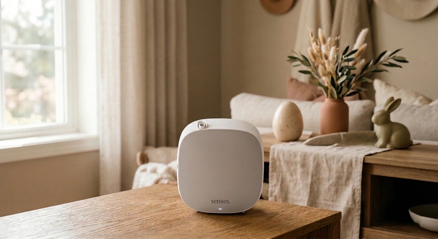 Difusor profissional de fragrância ambiente ligado em loja durante a temporada de Páscoa