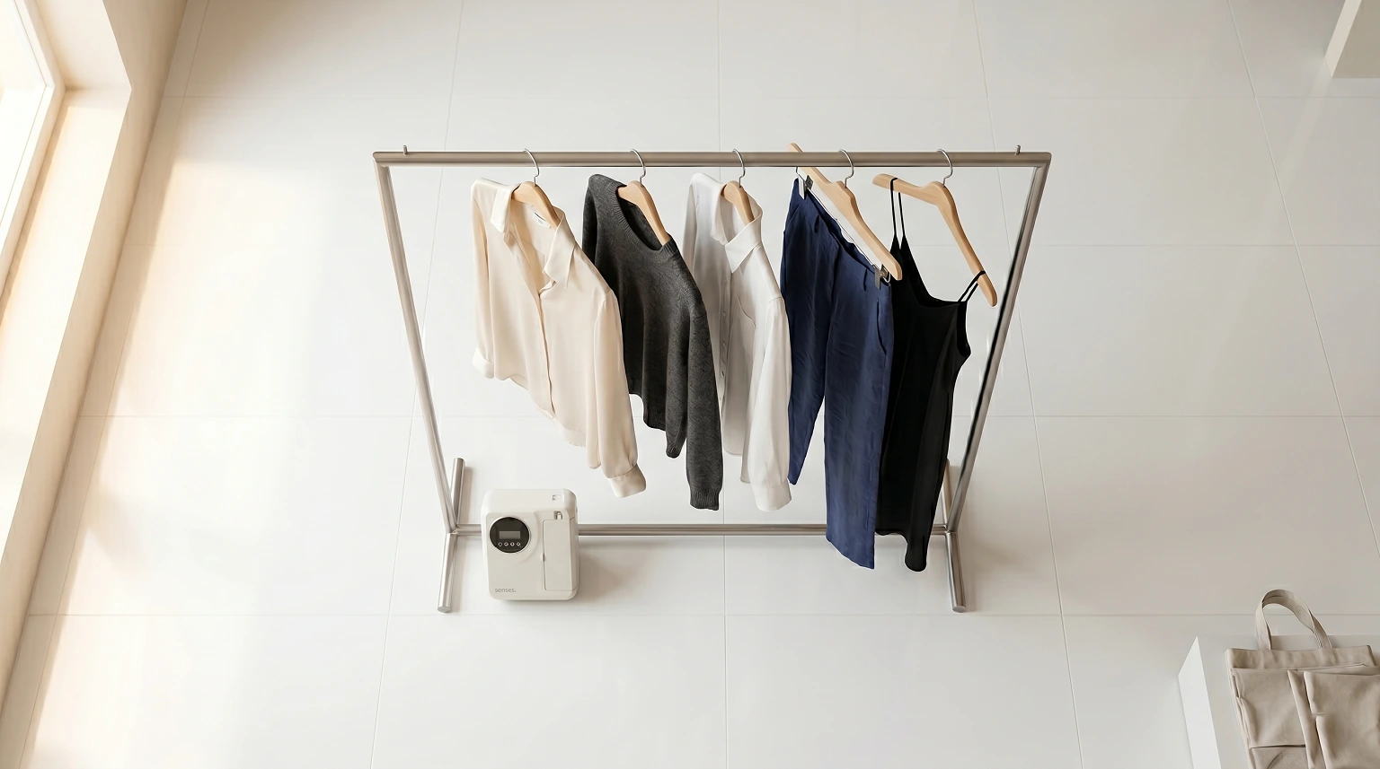 Difusor de aromatização profissional em loja de franquia com ambiente sofisticado e iluminação natural