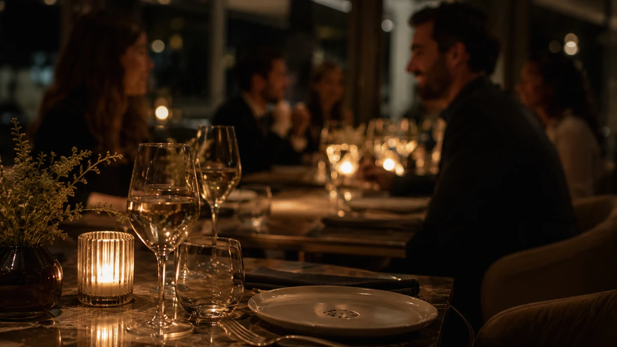 Restaurante com aromatização profissional criando atmosfera envolvente durante o serviço