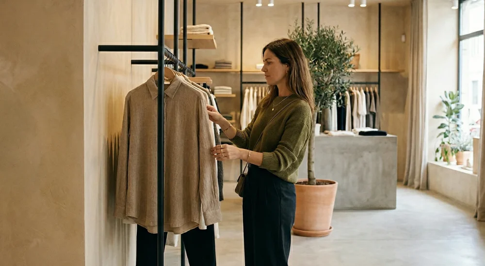 Ambiente de varejo de moda com aromatização profissional e atmosfera sofisticada