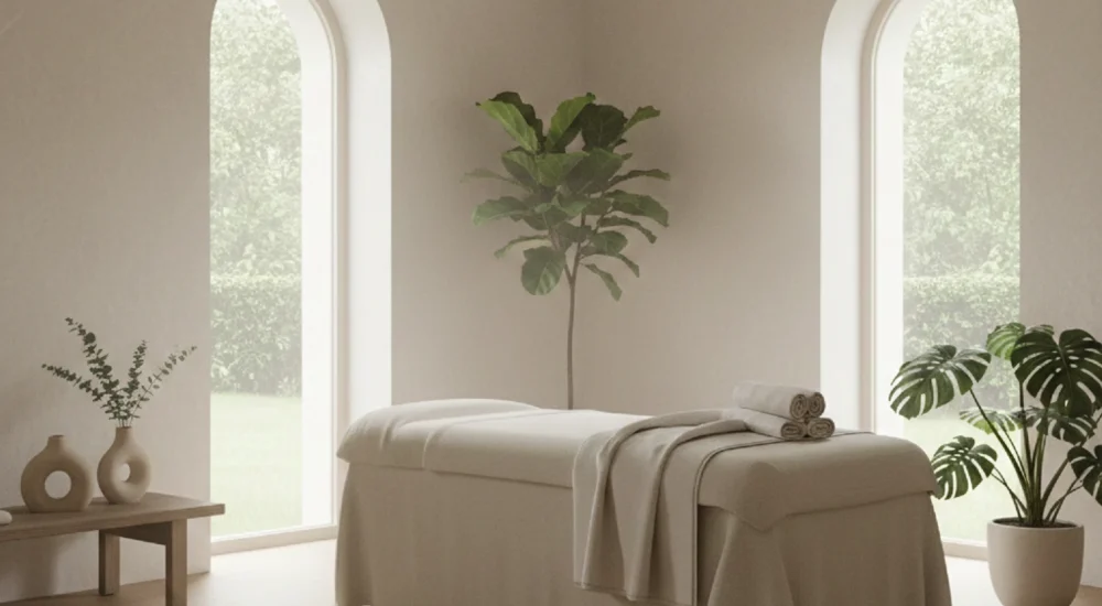 Cheiros de bem-estar em spa contemporâneo com atmosfera sensorial sofisticada