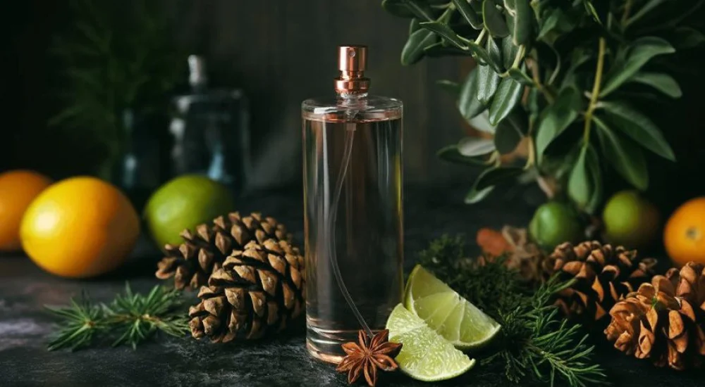 Frascos de perfume ilustrando a evolução histórica da perfumaria
