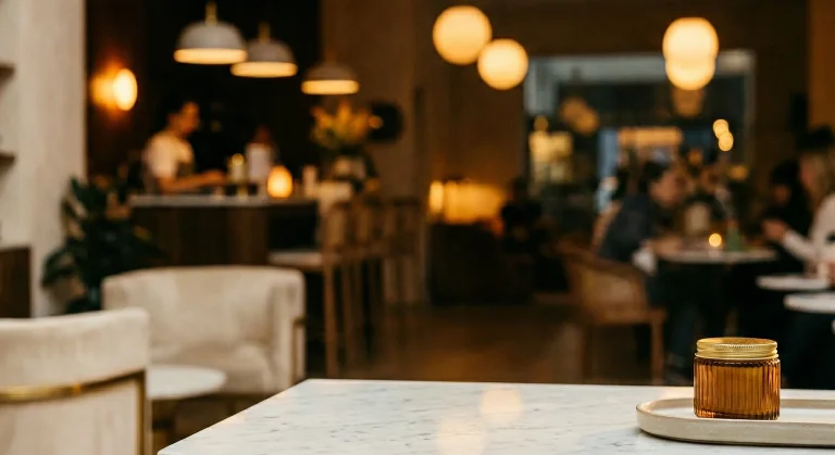 Ambiente comercial sofisticado, representando um ambiente que busca um cheiro marcante